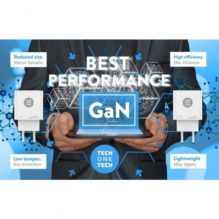 Cargador de pared gan tech one tech pd tec2273 / 1xusb tipo-c/ 1xusb/ 65w - Imagen 4