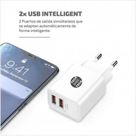 Cargador de pared tech one tech tec2403/ 2xusb + cable usb tipo-c/ 12w/ blanco - Imagen 4
