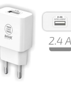 Cargador de pared tech one tech tec2904/ 1xusb/ 2.4a/ blanco