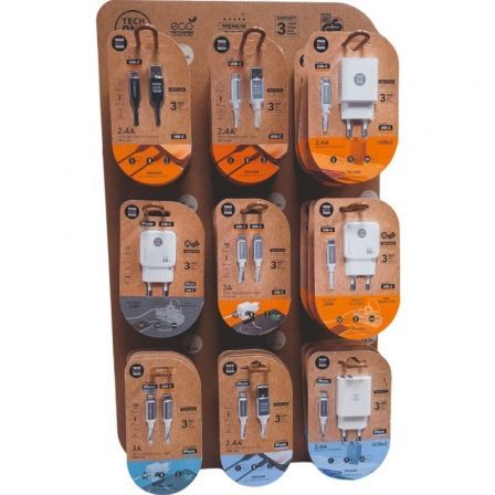 Expositor de cargadores gan y cables tech one tech eko 400903/ 9 ganchos/ incluye 27 productos - Imagen 2