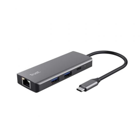 Docking usb tipo-c trust dalyx/ 2xusb/ 2xusb tipo-c/ 1xhdmi 4k/ 1xrj45/ gris