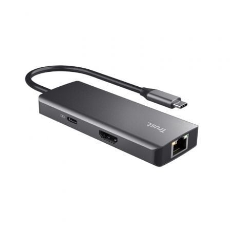 Docking usb tipo-c trust dalyx/ 2xusb/ 2xusb tipo-c/ 1xhdmi 4k/ 1xrj45/ gris - Imagen 3