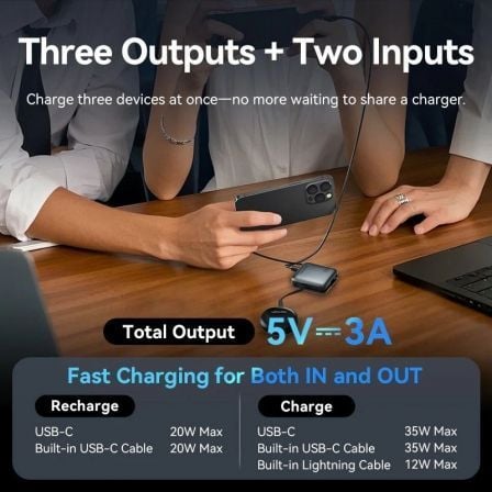 Powerbank 10000mah vention fhfn0/ 35w/ gris/ incluye cable usb tipo-c y lightning - Imagen 5