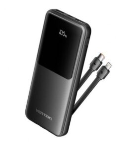 Powerbank 10000mah vention fhob0/ 22.5w/ negra/ incluye cable usb tipo-c y lightning