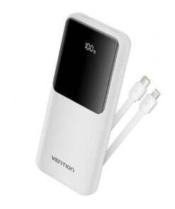 Powerbank 10000mah vention fhow0/ 22.5w/ blanca/ incluye cable usb tipo-c y lightning