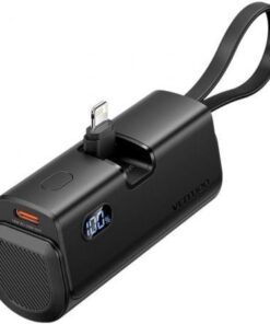 Powerbank 4800mah vention fhrb0/ 22.5w/ negra/ incluye cable usb tipo-c y lightning