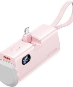 Powerbank 4800mah vention fhrp0/ 22.5w/ rosa/ incluye cable usb tipo-c y lightning
