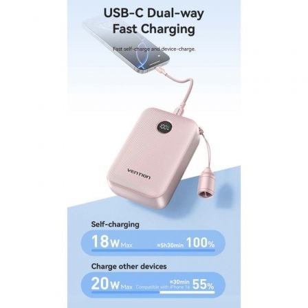 Powerbank 20000mah vention fkbl0-c/ 22.5w/ azul/ incluye cable usb tipo-c - Imagen 4