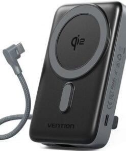 Powerbank 10000mah vention fkhh0/ 35w/ wireless/ gris/ incluye cable usb tipo-c