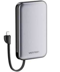 Powerbank 10000mah vention i12ia/ 20w/ negra/ incluye cable usb tipo-c y lightning