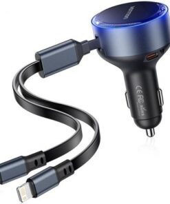 Cargador de coche vention ffob0/ 1xusb tipo-c macho/ 1xusb tipo-c hembra/ 1xlightning macho/ 30w