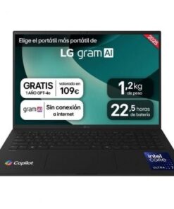 Portátil lg gram 16zd90t-g ax88b intel core ultra 7-255h/ 32gb/ 1tb ssd/ 16"/ sin sistema operativo