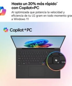 Alternative view of Portátil lg gram 16z90tl-g.au85bn intel core ultra 7-258v/ 32gb/ 512gb ssd/ 16"/ win11