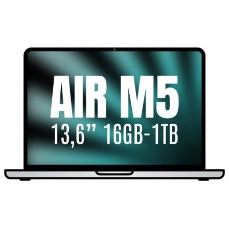 Apple macbook air 13,6"/ m5 10-core cpu/ 16gb/ 1tb ssd/ 10-core gpu/ plata