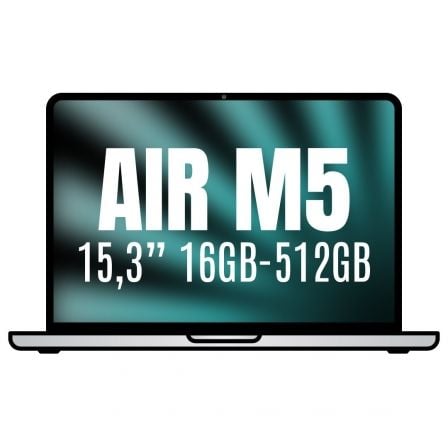 Apple macbook air 15,3"/ m5 10-core cpu/ 16gb/ 512gb ssd/ 10-core gpu/ plata