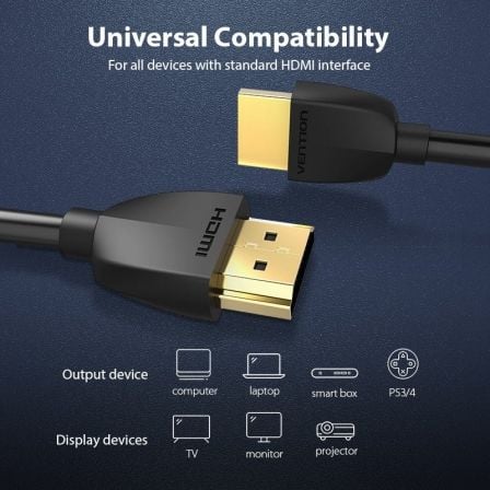 Cable hdmi 2.0 4k portatil vention aaibf/ hdmi macho - hdmi macho/ 1m/ negro - Imagen 4
