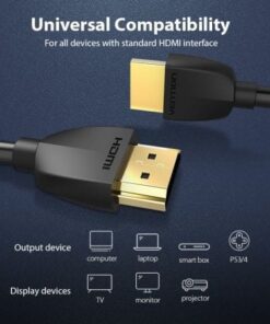 Cable hdmi 2.0 4k portatil vention aaibi/ hdmi macho - hdmi macho/ 3m/ negro - Imagen 4