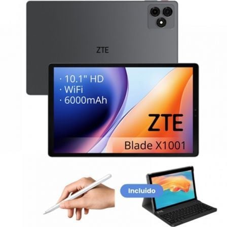 Tablet zte tab blade x1001w 10.1"/ 4gb/ 128gb/ octacore/ gris/ incluye teclado y stylus pen